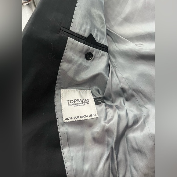 Men's Top Shop Topman Black Slim Cut Blazer Sport Coat Size 34 - Picture 9 of 13